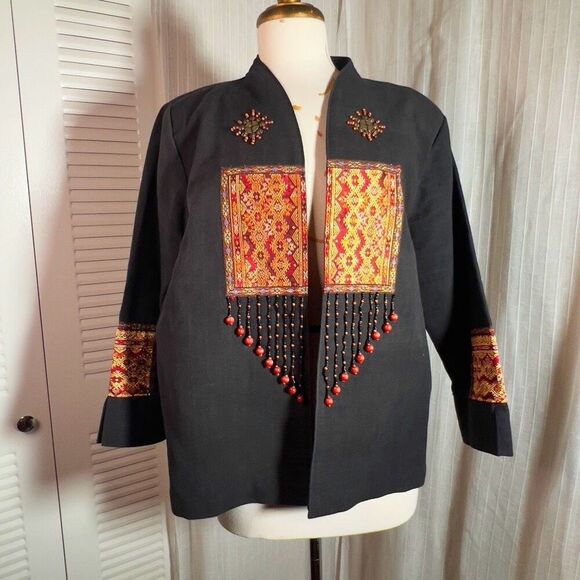 Vintage | Women’s | Jackets | L | Embroidered Beaded Black Blazer Jacket - Picture 1 of 7